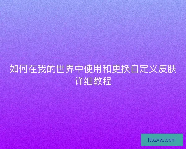 如何在我的世界中使用和更换自定义皮肤详细教程